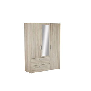 Armoire READY 3 Portes + 2 Tiroirs + 1 Miroir - Chêne
