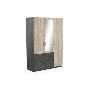 Armoire READY 3 Portes - Chêne / Gris