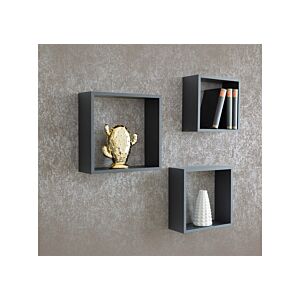 Set de 3 Etagères SHELVY - Gris Étagères et bibliothèques rangements