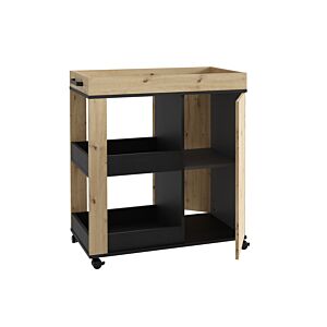 Chariot Avec Roues HOME BAR - Oak / Noir Meubles multifonctions