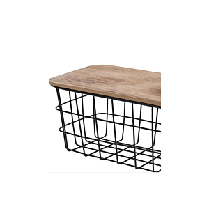 Panier En Métal Avec Couvercle 31x22x16cm - Noir