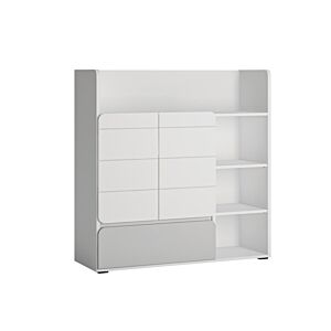 Bibliothèque FLEXI Avec 2 Portes - Blanc / Gris Clair