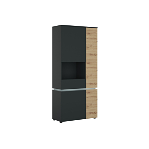 Vitrine Avec Led LUCI - Artisan Oak / Gris Vitres et bibliothèques