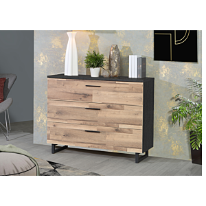 Commode SIRIUS CROWN Avec 3 Tiroirs - Chêne / Noir