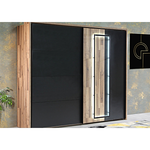 Armoire SIRIUS CROWN Avec 2 Portes - Chêne / Noir