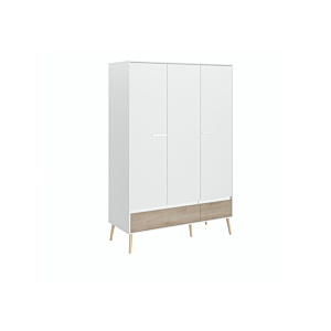 Armoire AALBORG 3 Portes +2 Tiroirs Blanc / Chêne Armoires