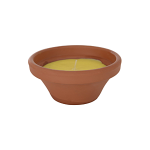 Bougie Citronnelle En Bol De Terre 70x155mm - Jaune 