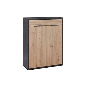 Commode SEGNO Avec 2 Portes - Chêne / Anthracite Commodes rangements