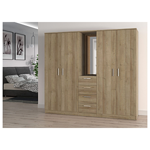 Armoire PANAMA Avec 4 Portes + 4 Tiroirs Et 1 Miroir