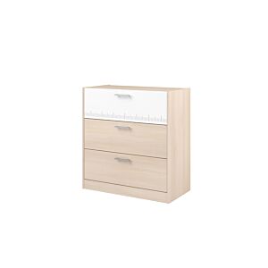 Commode CHARLY Avec 3 Tiroirs - Chêne / Blanc Promos printemps