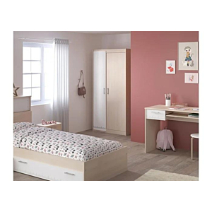Armoire CHARLY 2 Portes Ouvrantes - Chêne / Blanc