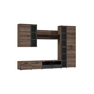 Living En Bloc Avec Led DURANGO - Chêne noir / chêne fin 