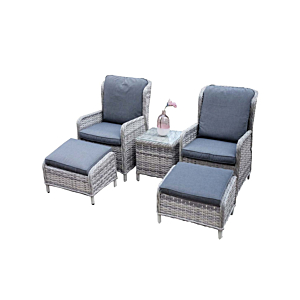 Set BARCELONA Avec 2 Fauteuils + 2 Repose-Pieds + Table Basse - Gris Salons de jardin bas