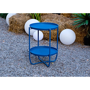 Table D'Appoint Ronde PIPA Avec 2 Étagères - Bleu