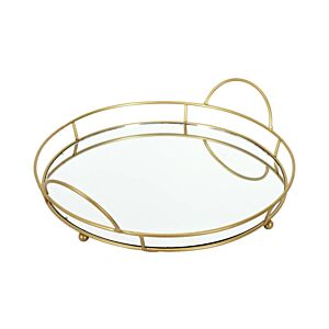 Plateau De Presentation Miroir 34 cm - Doré Serviteurs