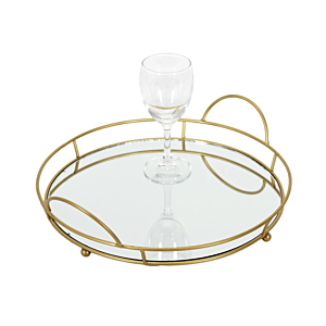 Plateau De Presentation Miroir 34 cm - Doré