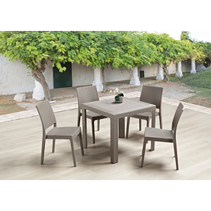 Set Table Carrée SATURNO + 4 Chaises Ensemble table et chaise de jardin