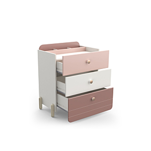 Commode JADE Avec 3 Tiroirs - Blanc / Rose 