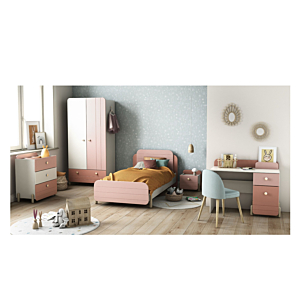 Armoire JADE Avec 2 Portes et 1 Tiroir - Blanc / Rose 