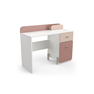 Bureau JADE Avec 1 Porte et 1 Tiroir - Blanc / Rose