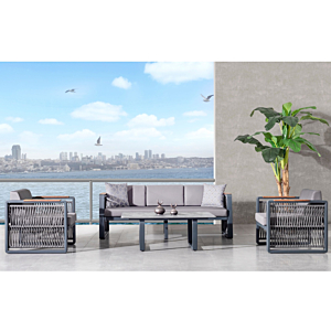 Set ARGOS Table Basse + Canapé + 2 fauteuils - Anthracite