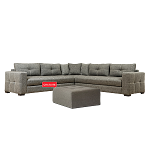 Salon DAVIS + Pouf Gratuit - Gris