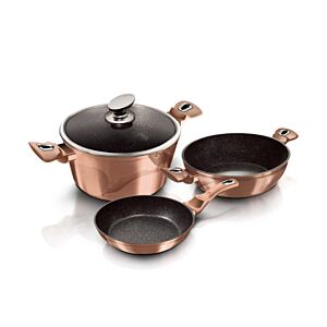 Set Cuisson De 3 Pièces Avec 2 Couvercles - Rose Gold Cuisson et préparation