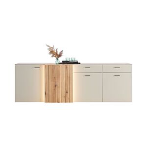 Buffet SANTANA 4 Portes + 2 Tiroirs - Chêne / Gris