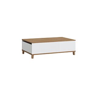 Table Basse Avec 2 Tiroirs PLISSE - Chêne / Blanc