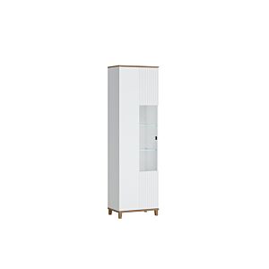 Vitrine PLISSE 1 Porte - Chêne / Blanc
