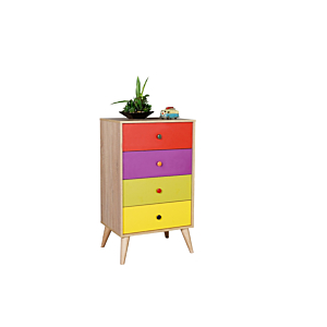 Commode RAINBOW 4 Tiroirs - Chêne / Multicouleur Rangements Ramadan