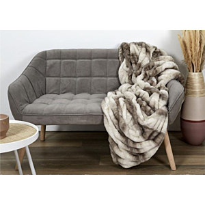 Plaid Imitation Fourrure LUXURY - Blanc / Marron