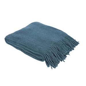 Plaid Chenille Avec Franges - Bleu Canard Plaid et couvertures