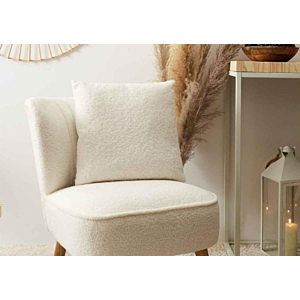 Coussin Déhoussable Bouclé - Blanc Crème 