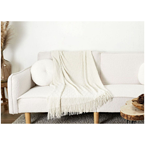 Plaid Chenille Torsade - Blanc Crème