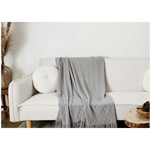 Plaid Chenille Torsade - Gris
