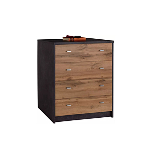 Commode 4-YOU 4 Tiroirs - Noir / Chêne