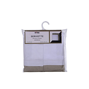 Serviette Artisanale 6 Pièces 40x40cm - Blanc Nappe et serviettes