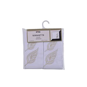 Serviette Artisanale Brodée Étoile 6 Pièces 40x40cm - Blanc Nappe et serviettes