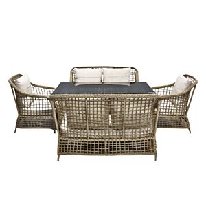 Set LAGUNA 2 Canapés + 2 Fauteuils + Table Haute - Beige Salons bas avec Table Haute