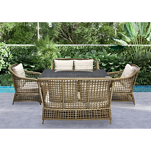 Set LAGUNA 2 Canapés + 2 Fauteuils + Table Haute - Beige