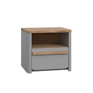 Table De Chevet SURFINO Avec 1 Tiroir +1 Niche - Gris / Chêne