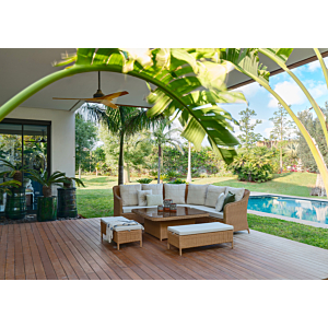 Coin Jardin TURIN Avec Table + 2 Bancs - Beige