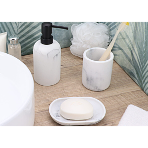 Distributeur à Savon Marbré - Blanc / Gris
