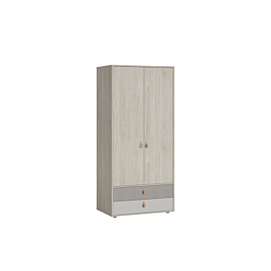 Armoire DENIM 2 Portes + 2 Tiroirs - Chêne Blanchi