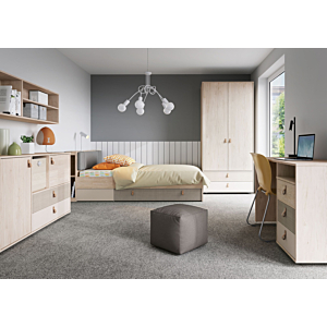 Armoire DENIM 2 Portes + 2 Tiroirs - Chêne Blanchi