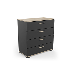 Commode IZZY 4 Tiroirs - Chêne / Noir