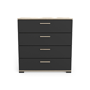 Commode IZZY 4 Tiroirs - Chêne / Noir