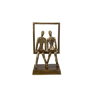 Statue Sculpture Couple En Aluminium - Doré Bibelots