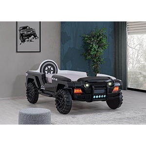 Lit Voiture JEEP 90x190cm Avec Sommier - Noir